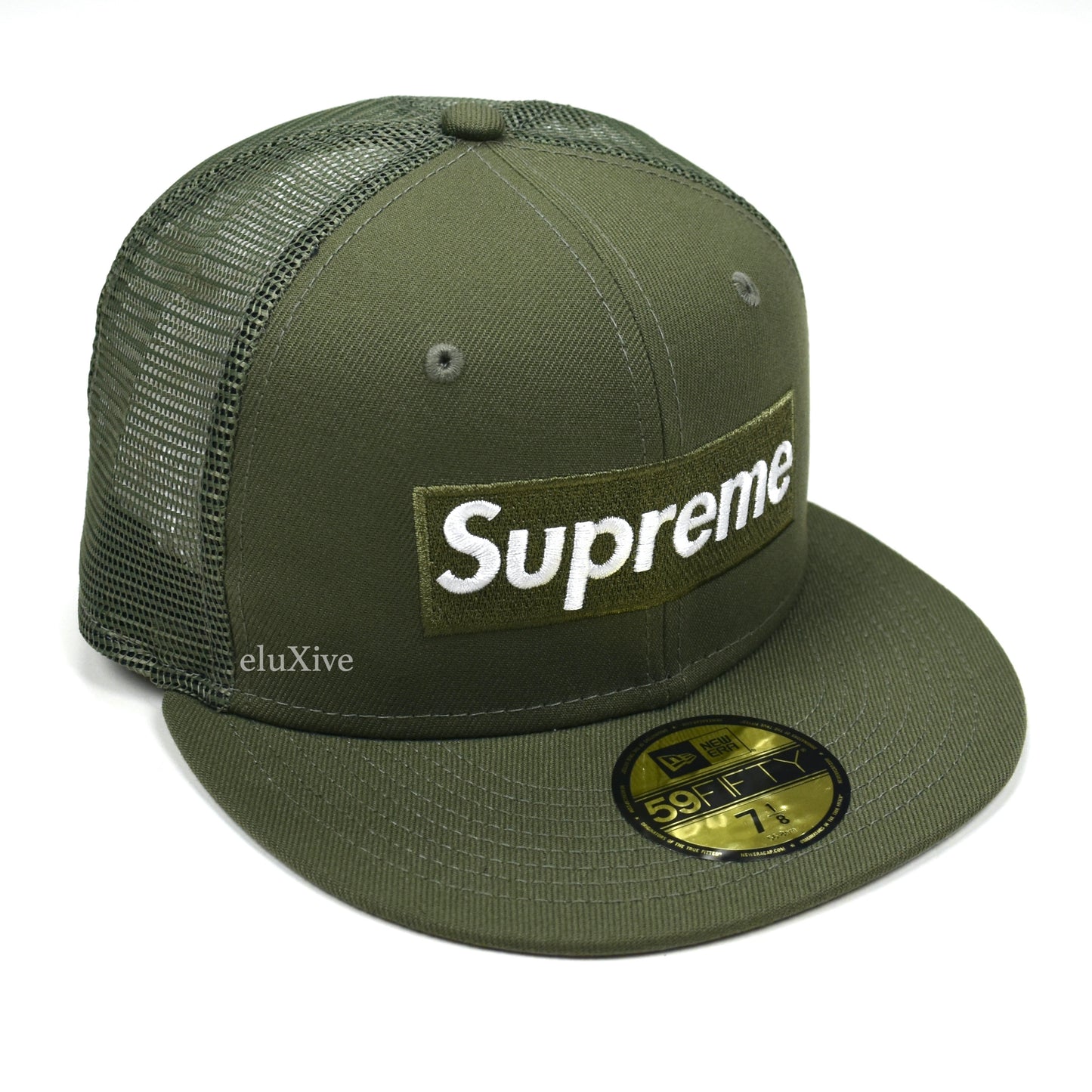 Supreme x New Era - Olive Box Logo Mesh Back Hat