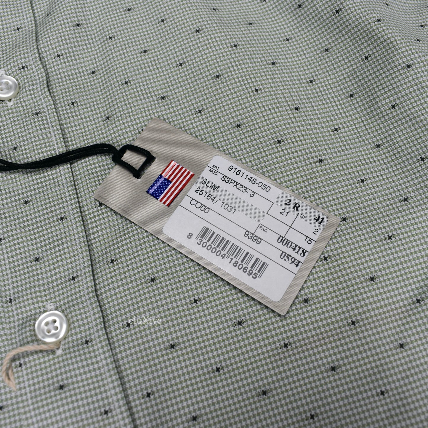 Corneliani - Green Micro Houndstooth Dotted Button Down Shirt
