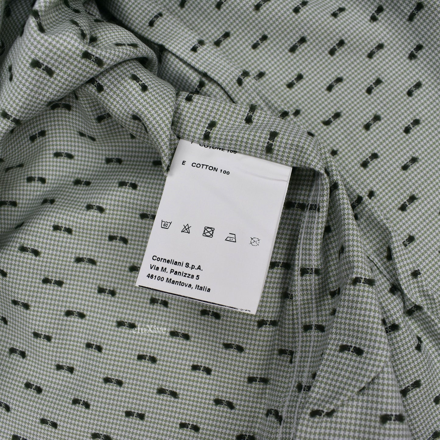 Corneliani - Green Micro Houndstooth Dotted Button Down Shirt