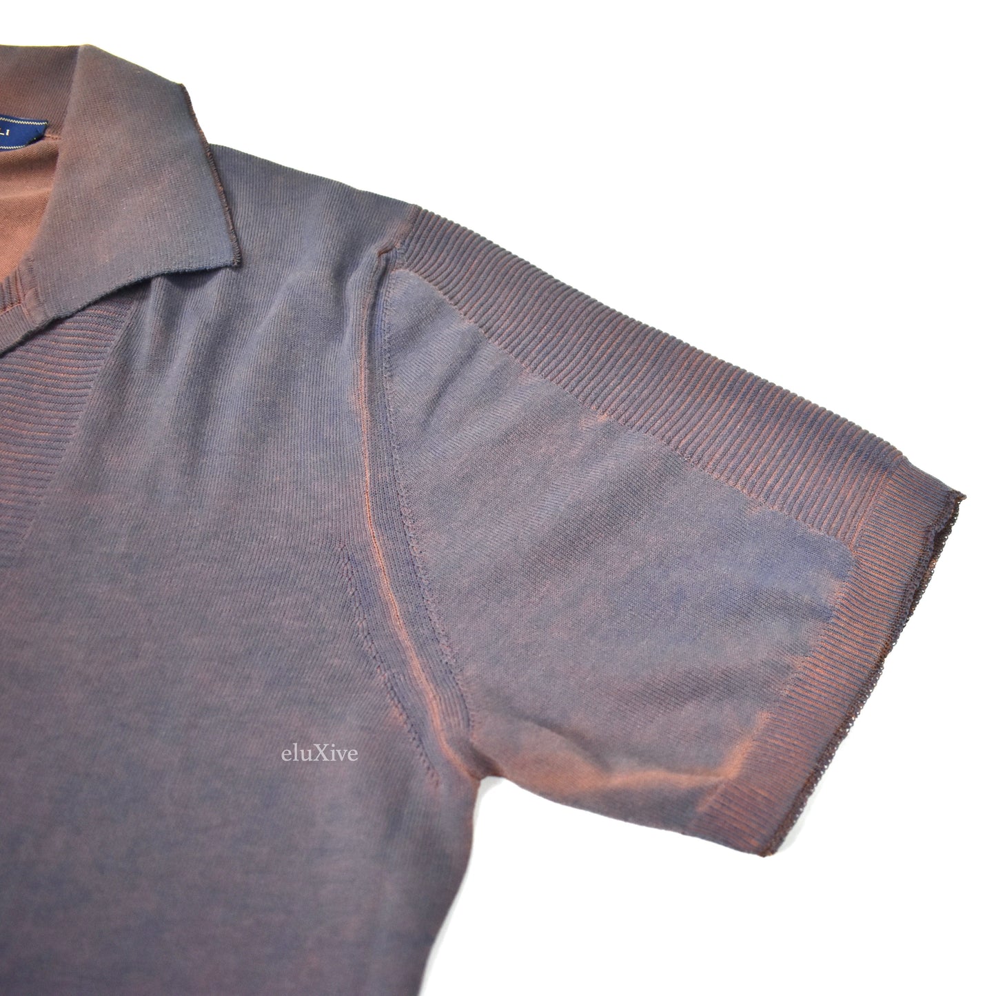 Boglioli - Rust / Navy Pigment Dyed Cotton Polo Sweater