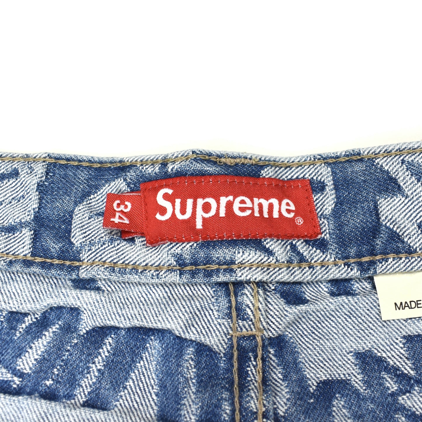Supreme - Blue Fat Tip 'LV' Jacquard Logo Denim Jeans