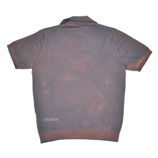 Boglioli - Rust / Navy Pigment Dyed Cotton Polo Sweater