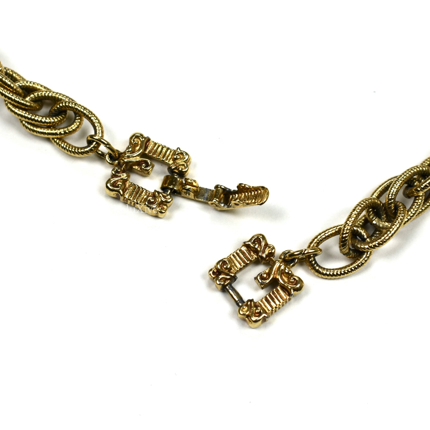 Givenchy - 54" Gold Ornate Oval Link Chain Necklace