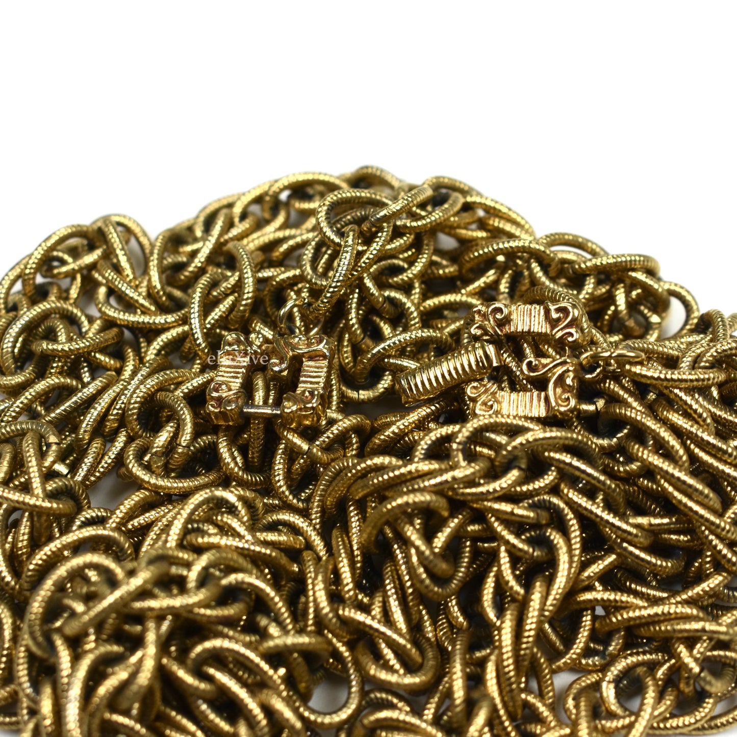 Givenchy - 54" Gold Ornate Oval Link Chain Necklace
