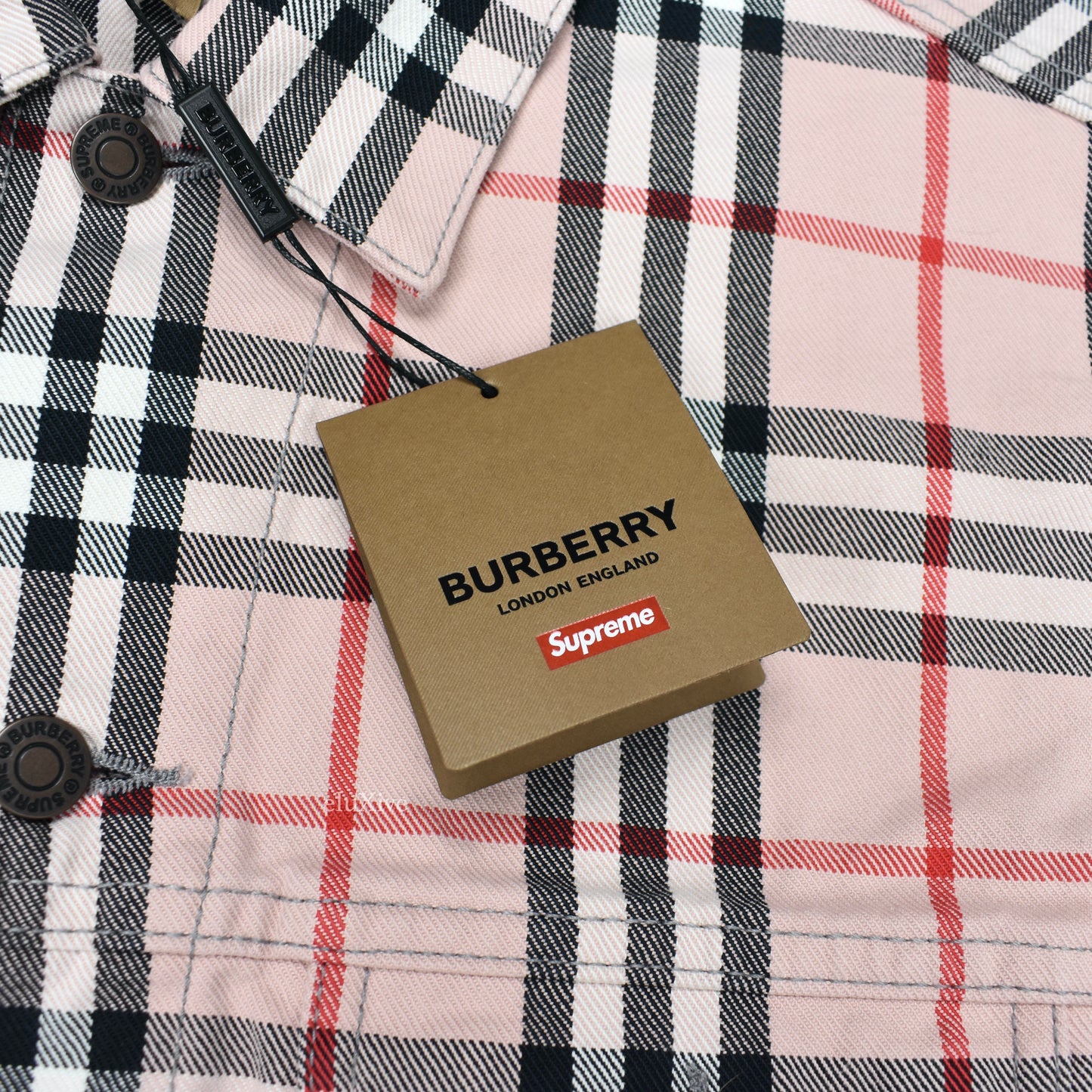 Supreme x Burberry - Nova Check Denim Trucker Jacket (Pink)