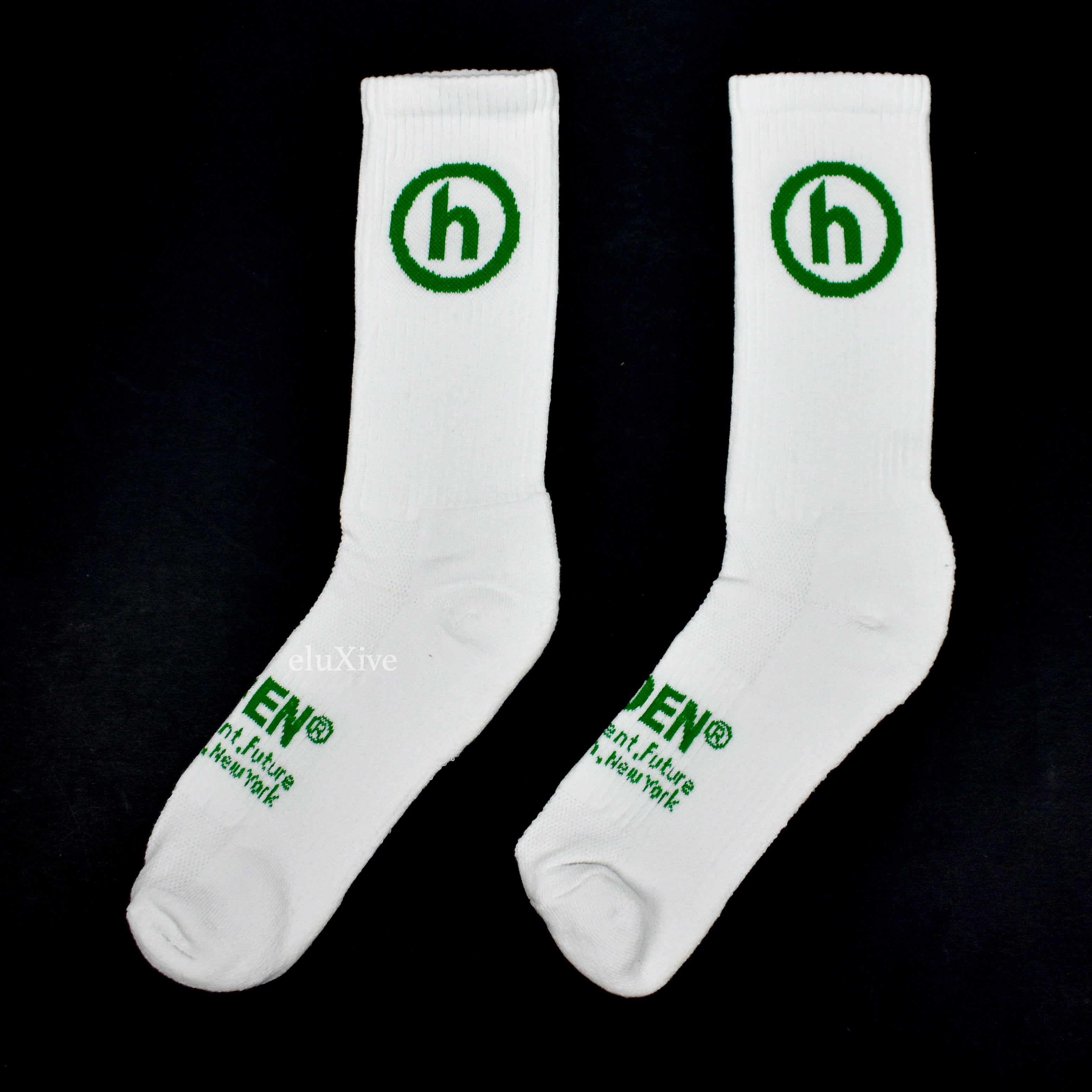 Hidden NY - White/Green H Logo Knit Socks – eluXive