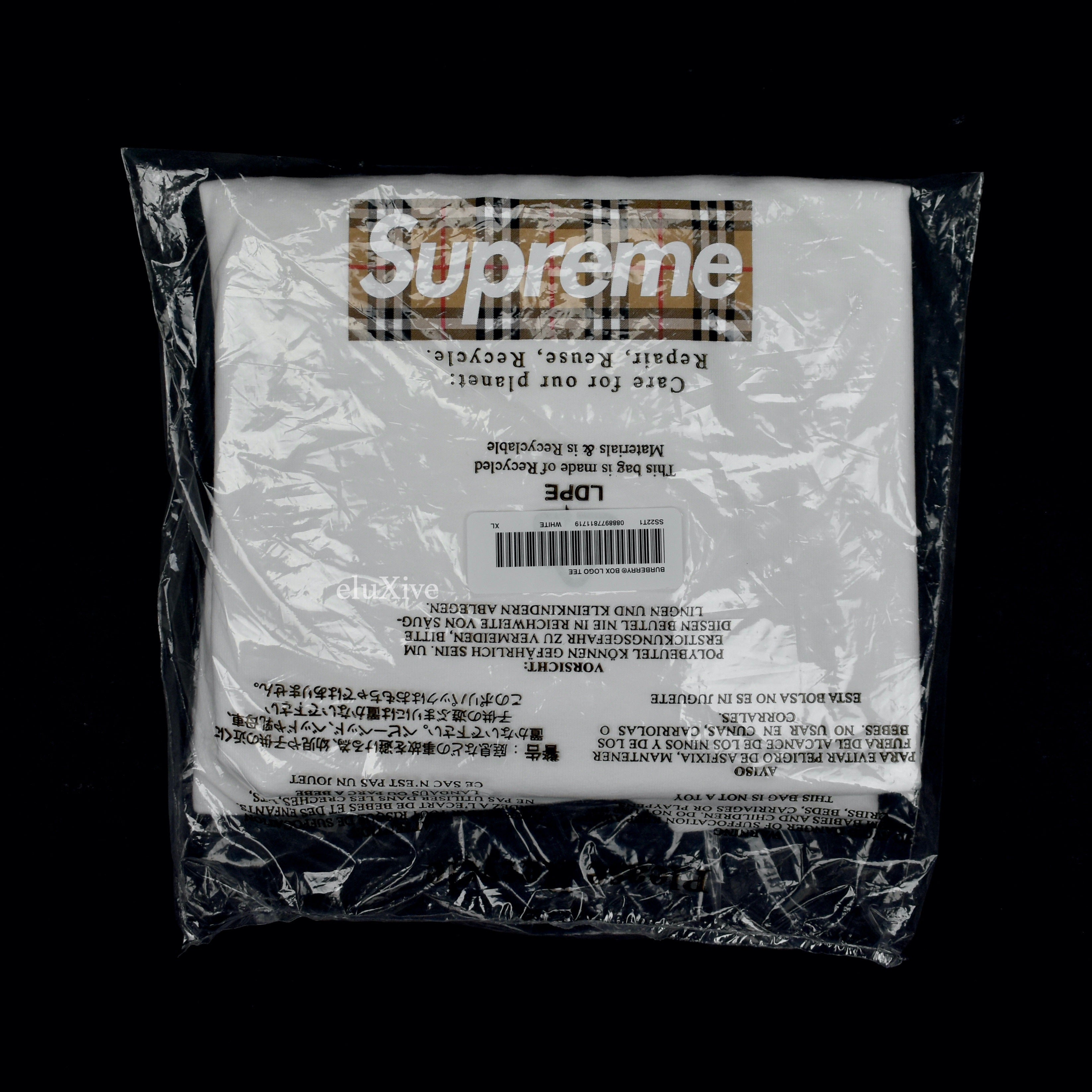 Supreme x Burberry - Nova Check Box Logo T-Shirt (White) – eluXive