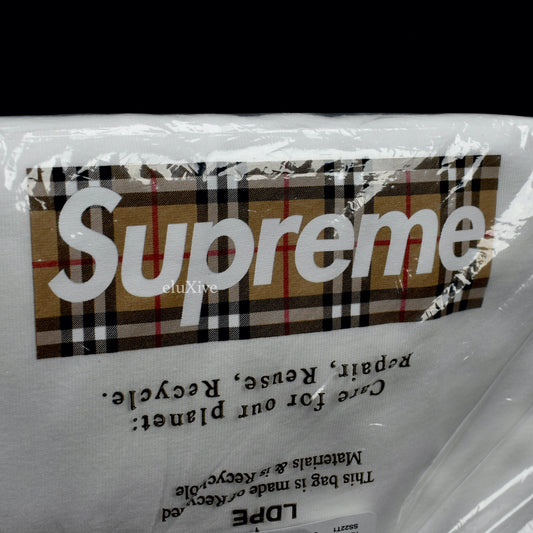 Supreme x Burberry - Nova Check Box Logo T-Shirt (White)