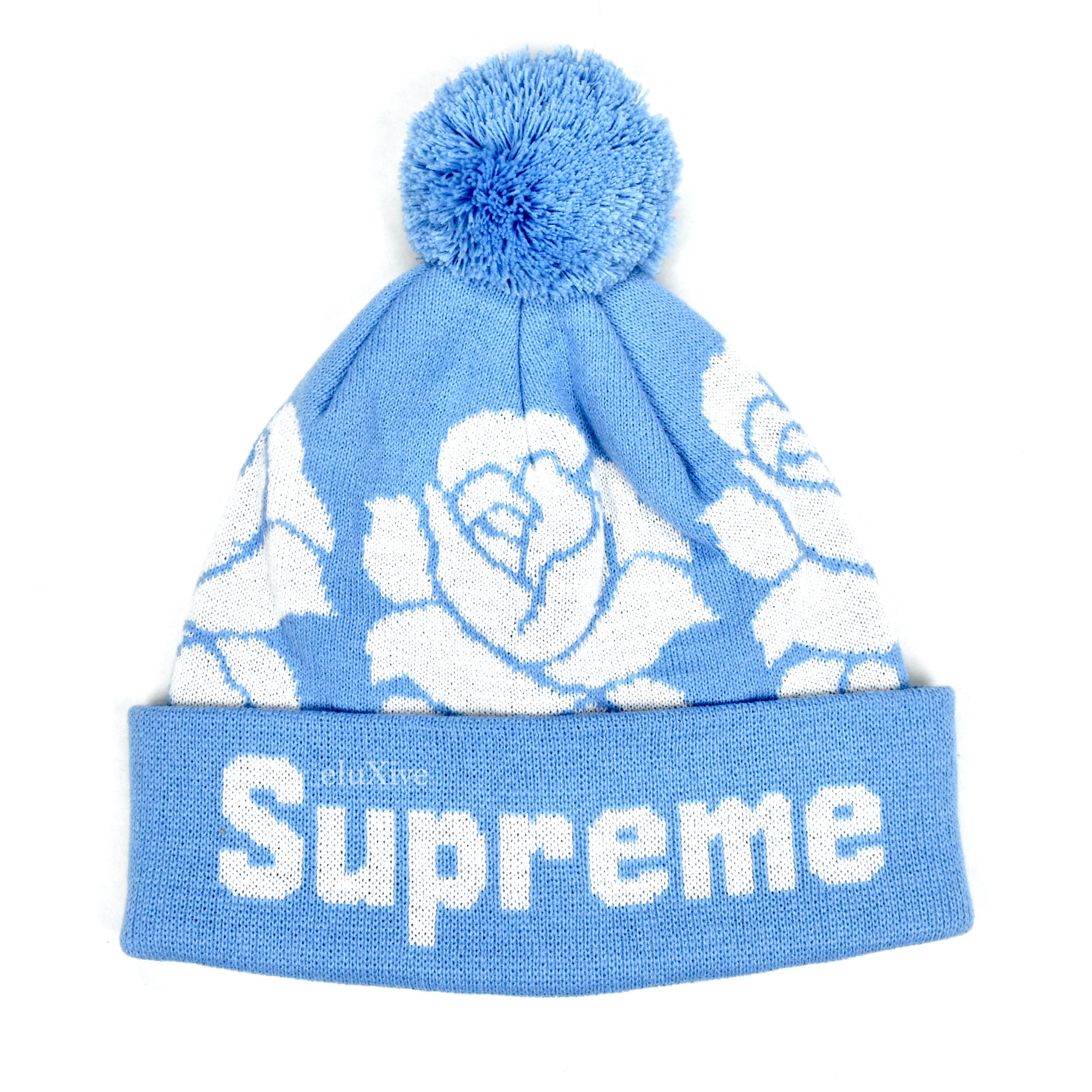 Supreme - Rose Knit Logo Beanie (Light Blue) – eluXive