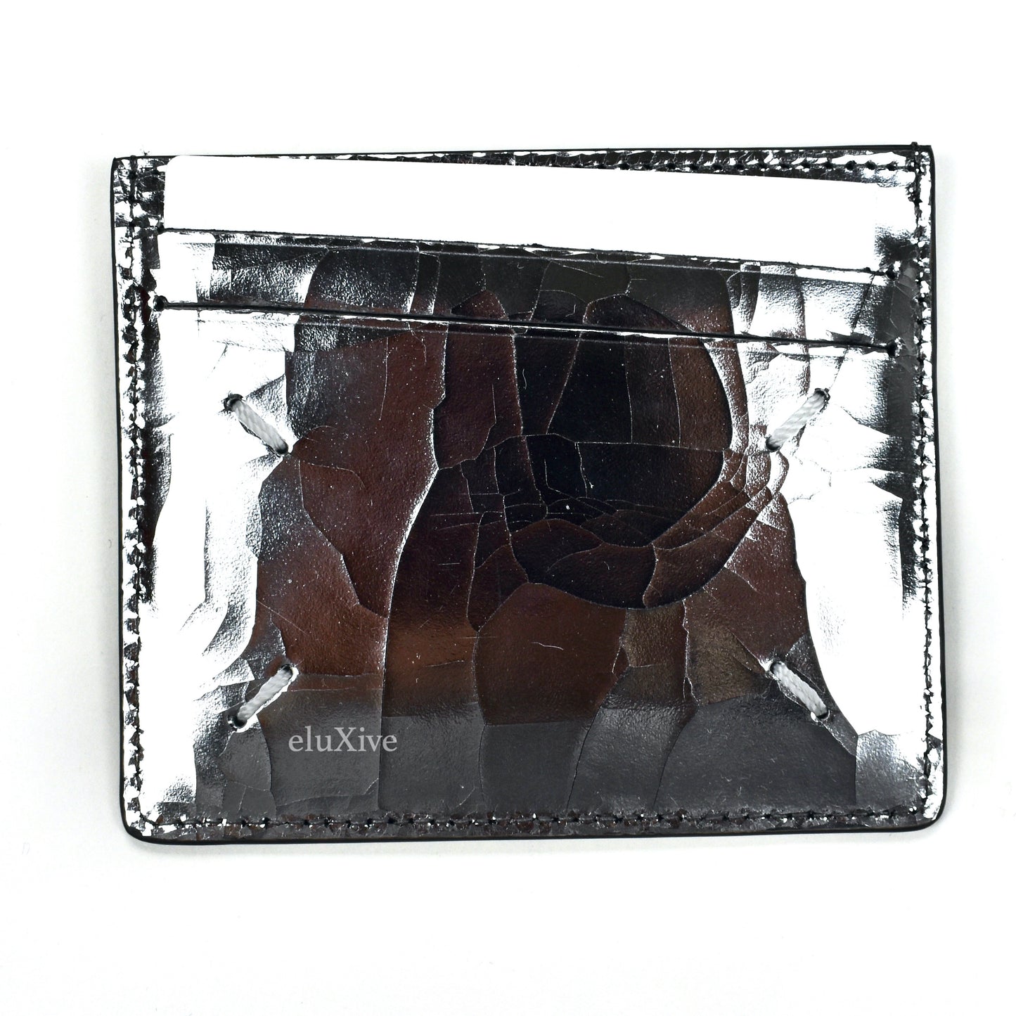 Maison Margiela - Silver Cracked Leather 'Shattered Mirror' Card Holder