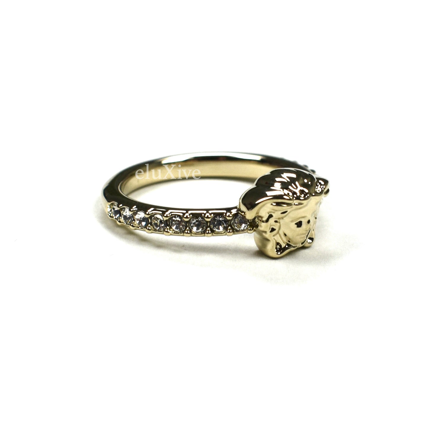 Versace - Light Gold Small Medusa Logo Crystal Ring