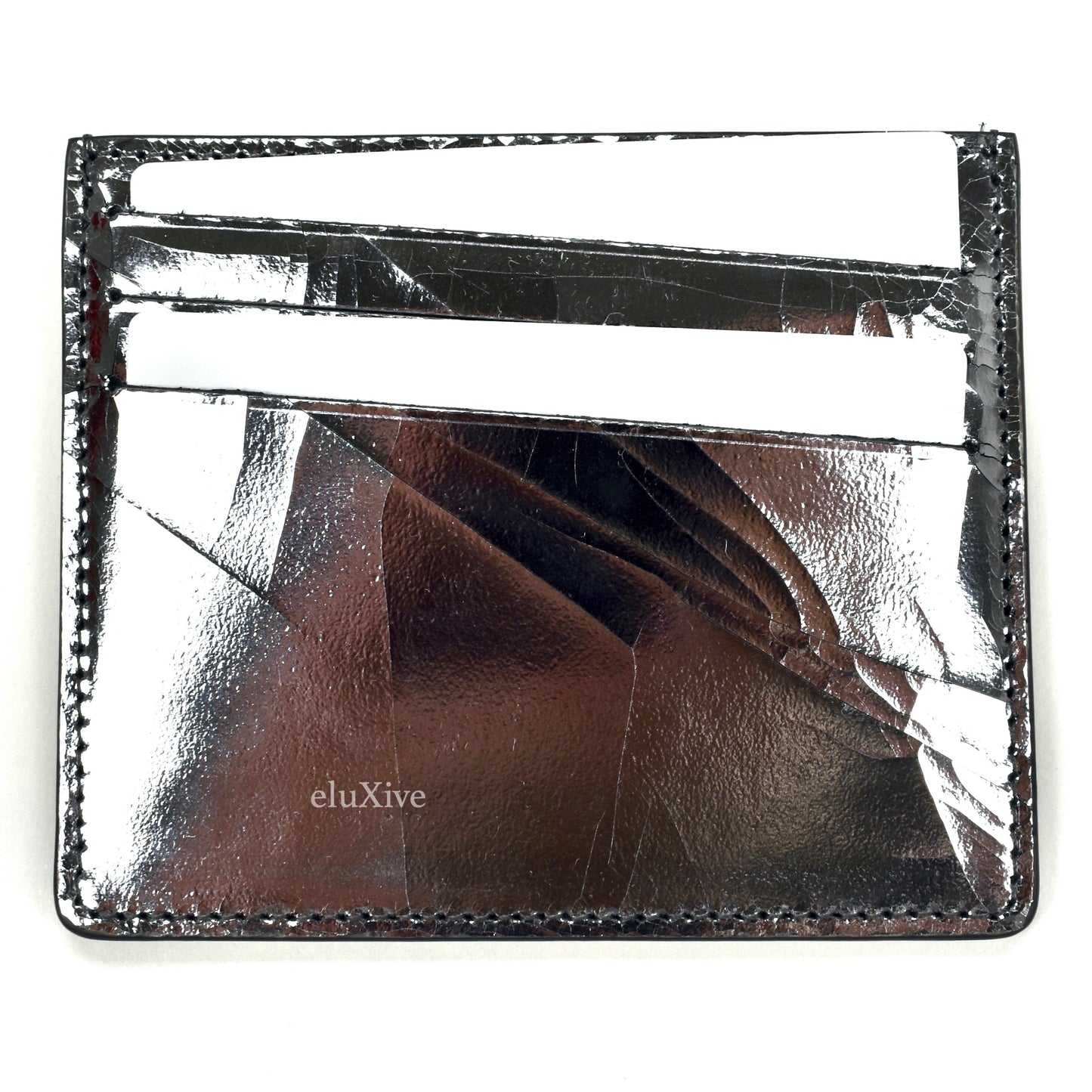 Maison Margiela - Silver Cracked Leather 'Shattered Mirror' Card Holder