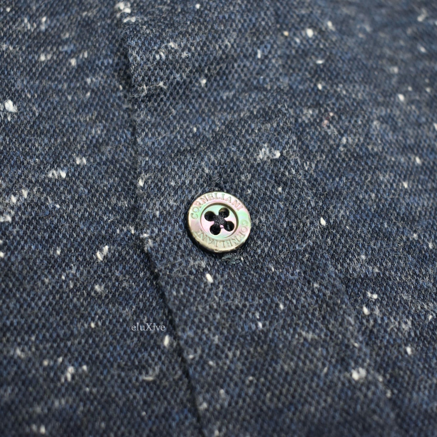 Corneliani - Navy Speckled Cotton Pique Button Down Shirt