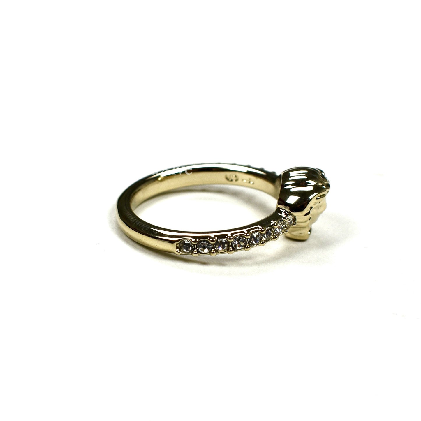 Versace - Light Gold Small Medusa Logo Crystal Ring