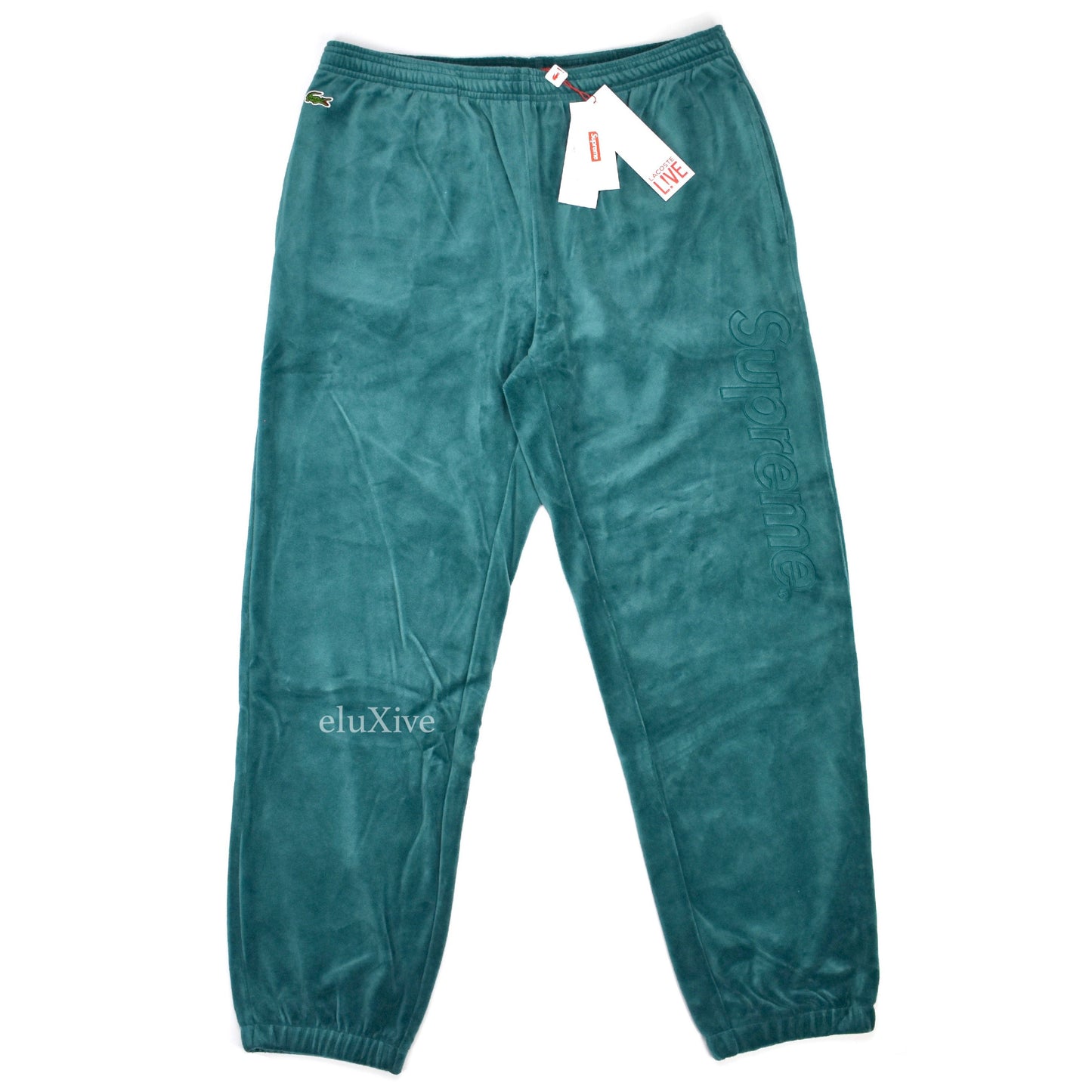 Supreme x Lacoste - Teal Velour Logo Track Pants