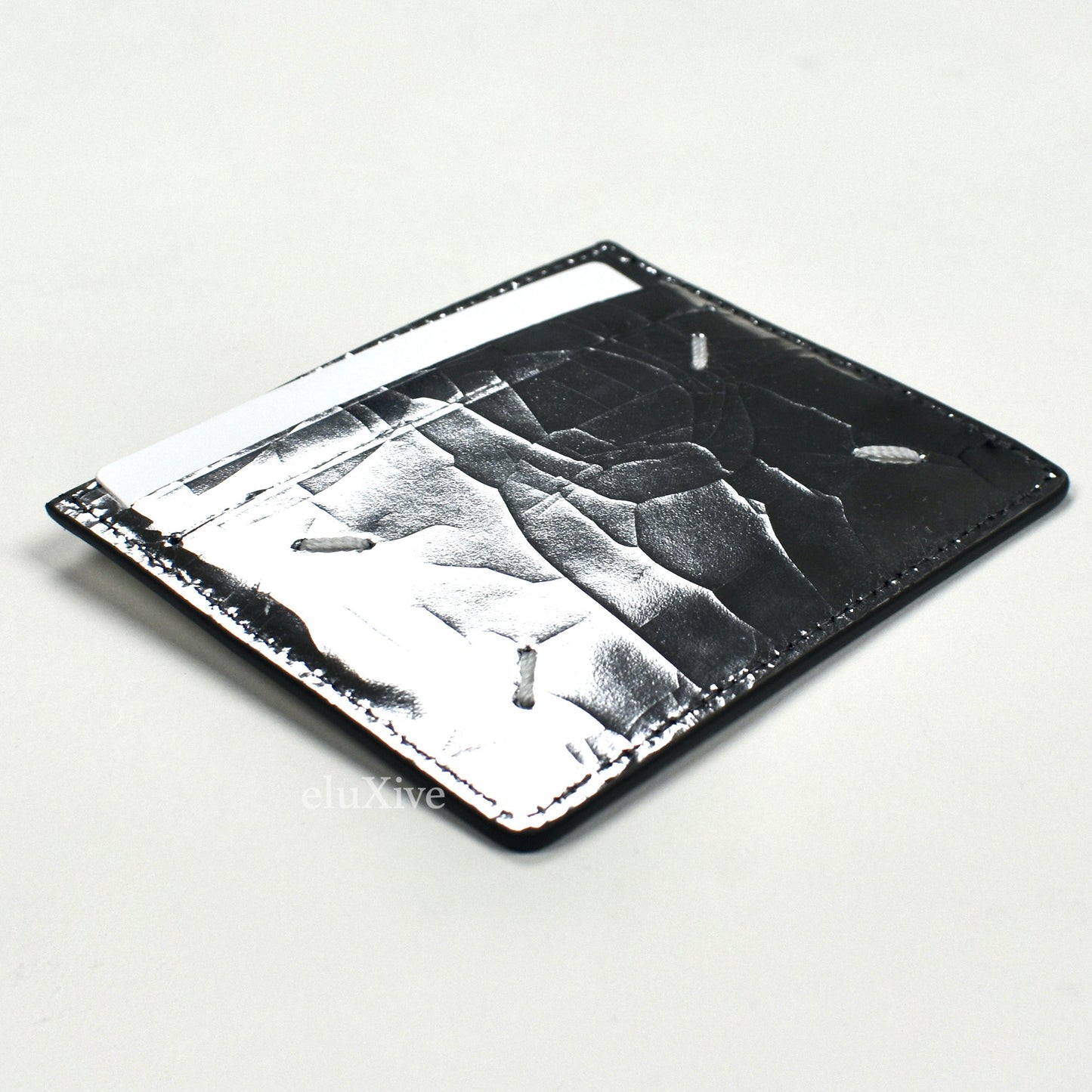 Maison Margiela - Silver Cracked Leather 'Shattered Mirror' Card Holder