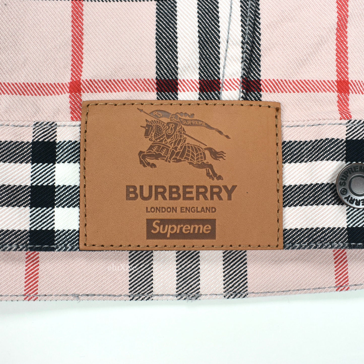 Supreme x Burberry - Nova Check Denim Trucker Jacket (Pink)