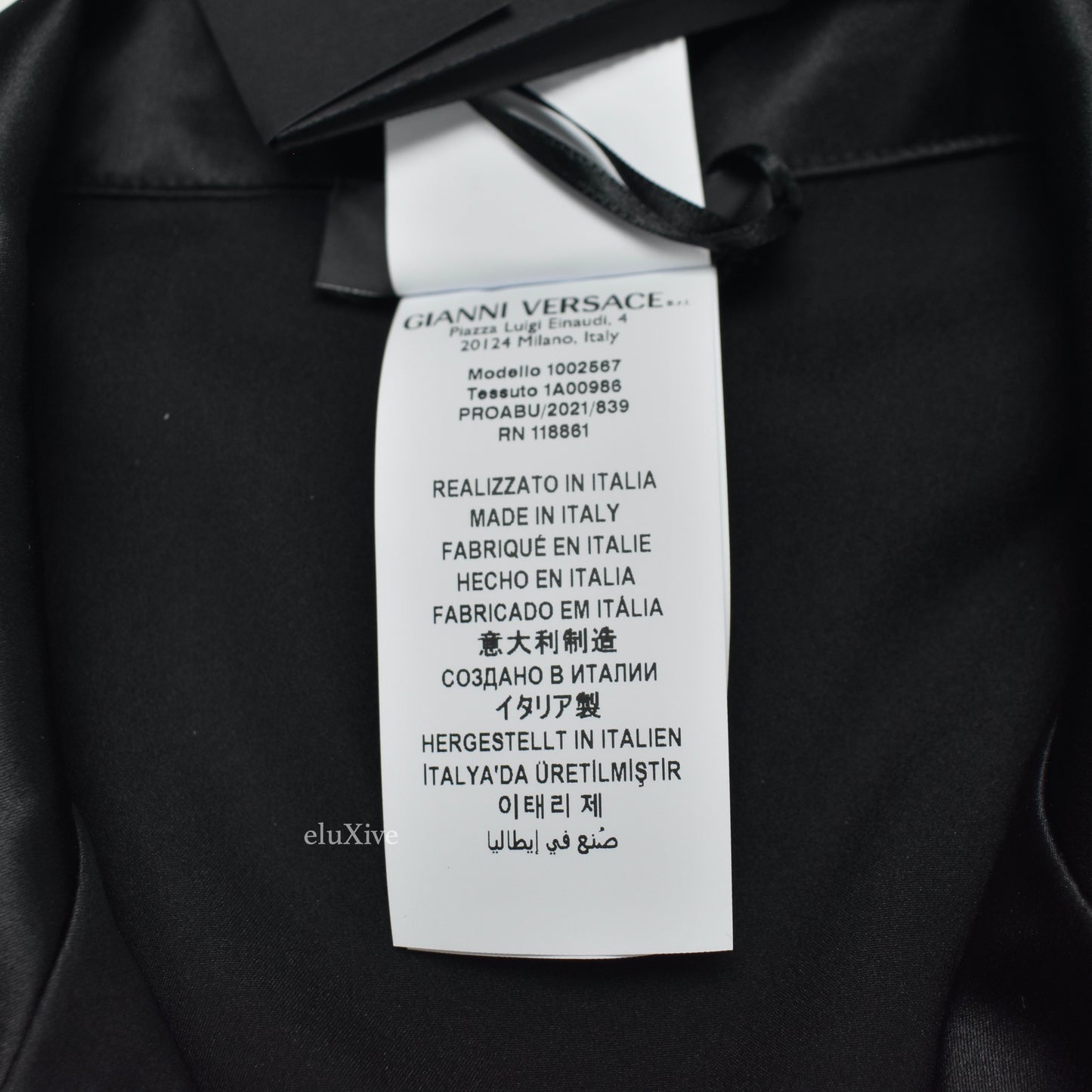 Versace - Black Silk Gold Medusa Button Pajama Shirt