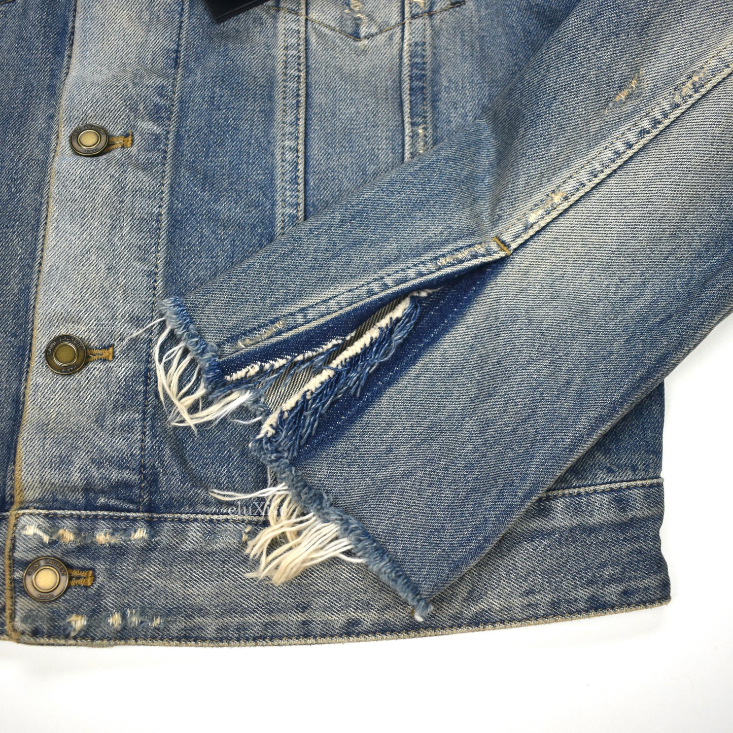 Saint Laurent - Blue Destroyed Denim Trucker Jacket
