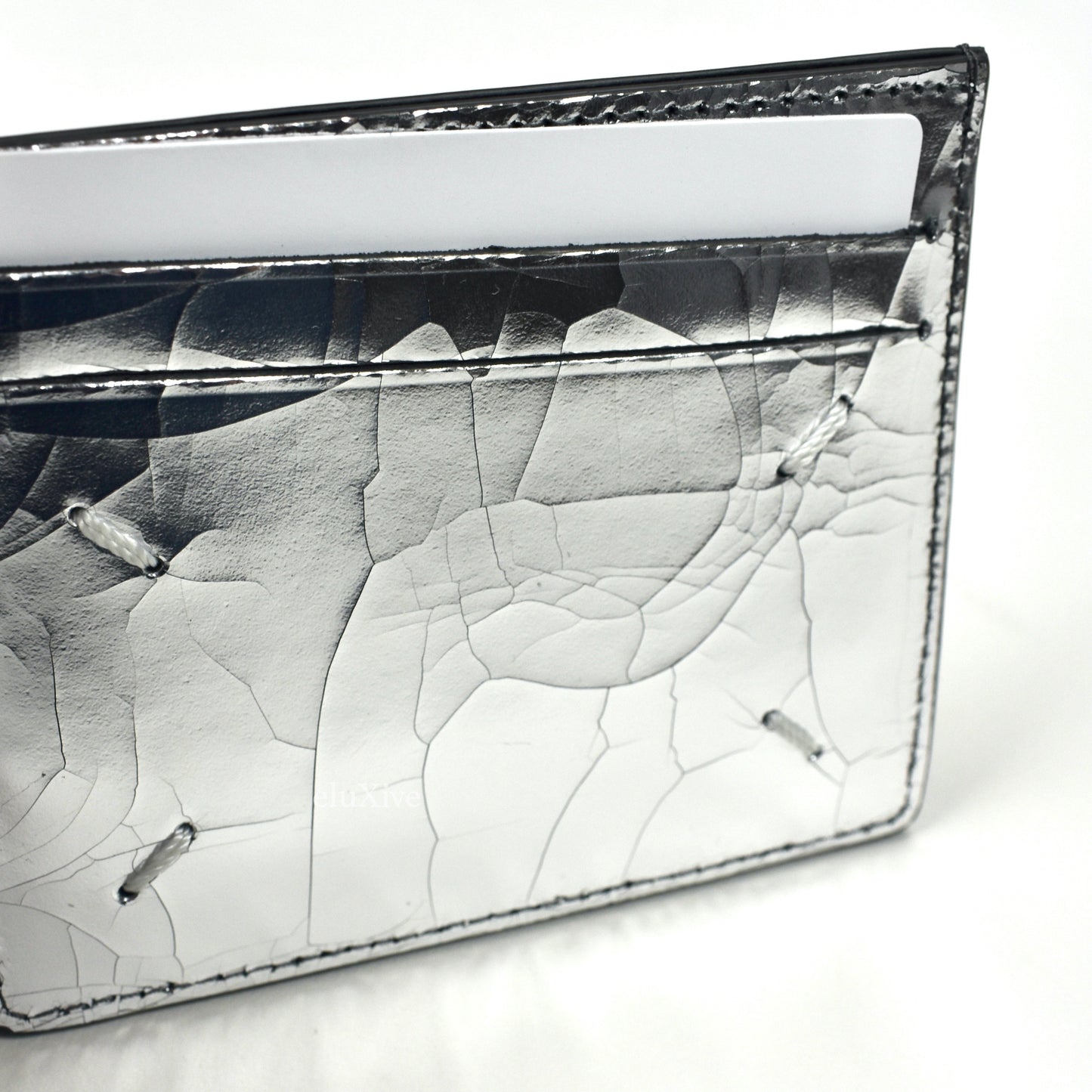 Maison Margiela - Silver Cracked Leather 'Shattered Mirror' Card Holder