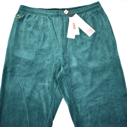 Supreme x Lacoste - Teal Velour Logo Track Pants
