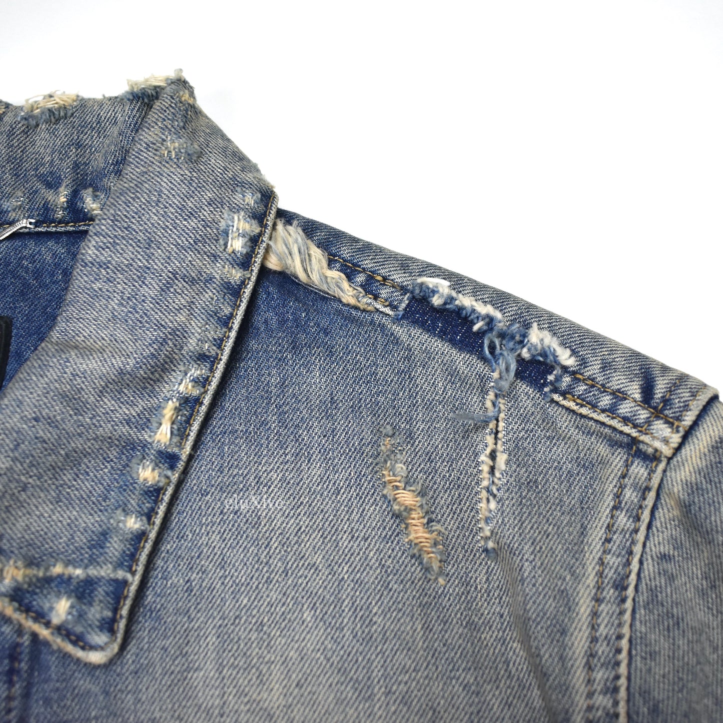 Saint Laurent - Blue Destroyed Denim Trucker Jacket