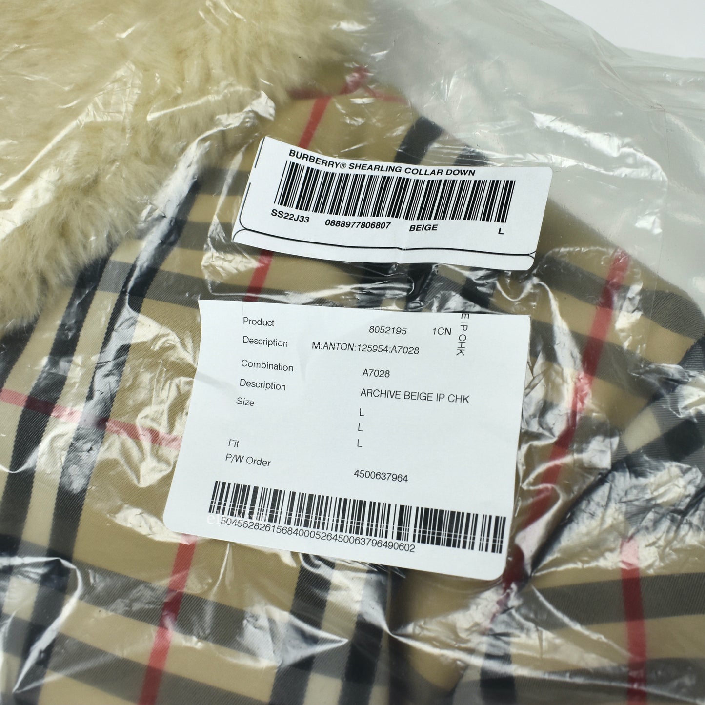 Supreme x Burberry - Nova Check Fur Collar Puffer Jacket (Beige)