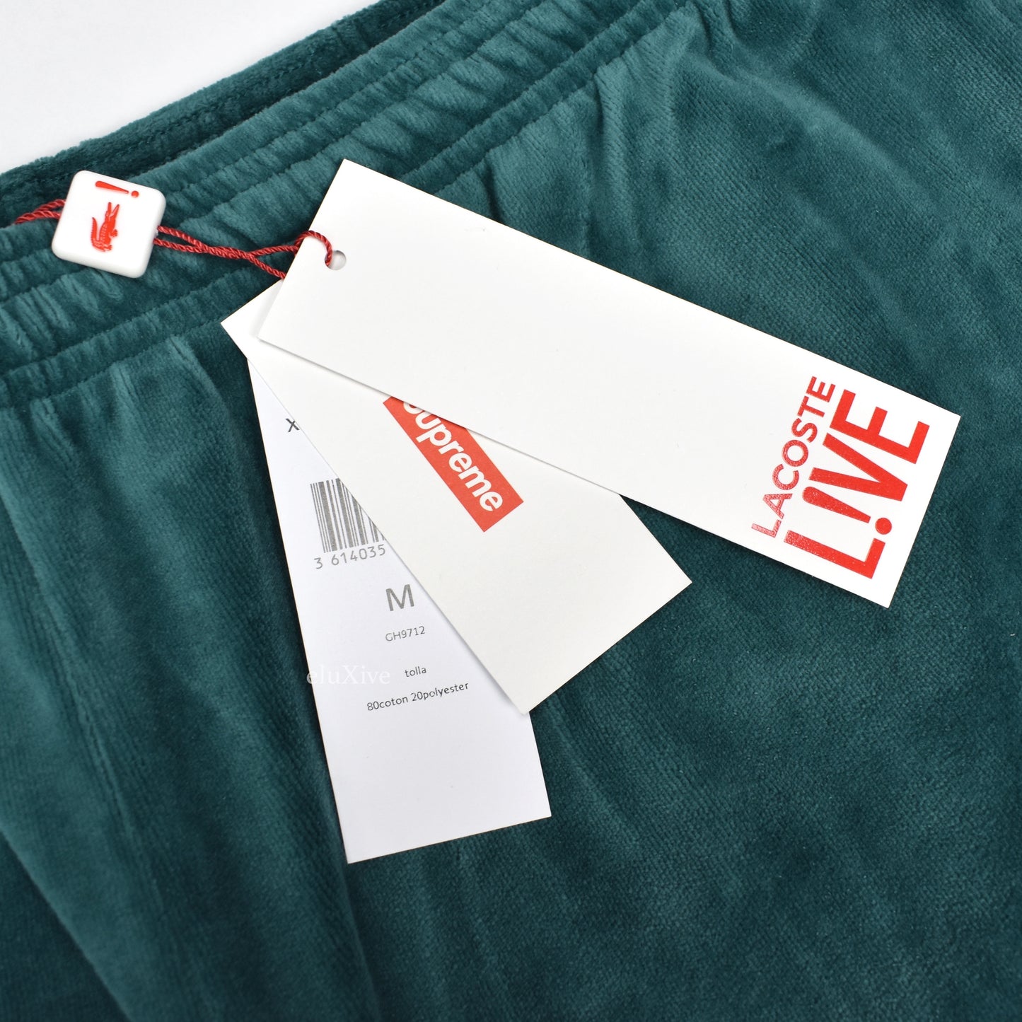 Supreme x Lacoste - Teal Velour Logo Track Pants