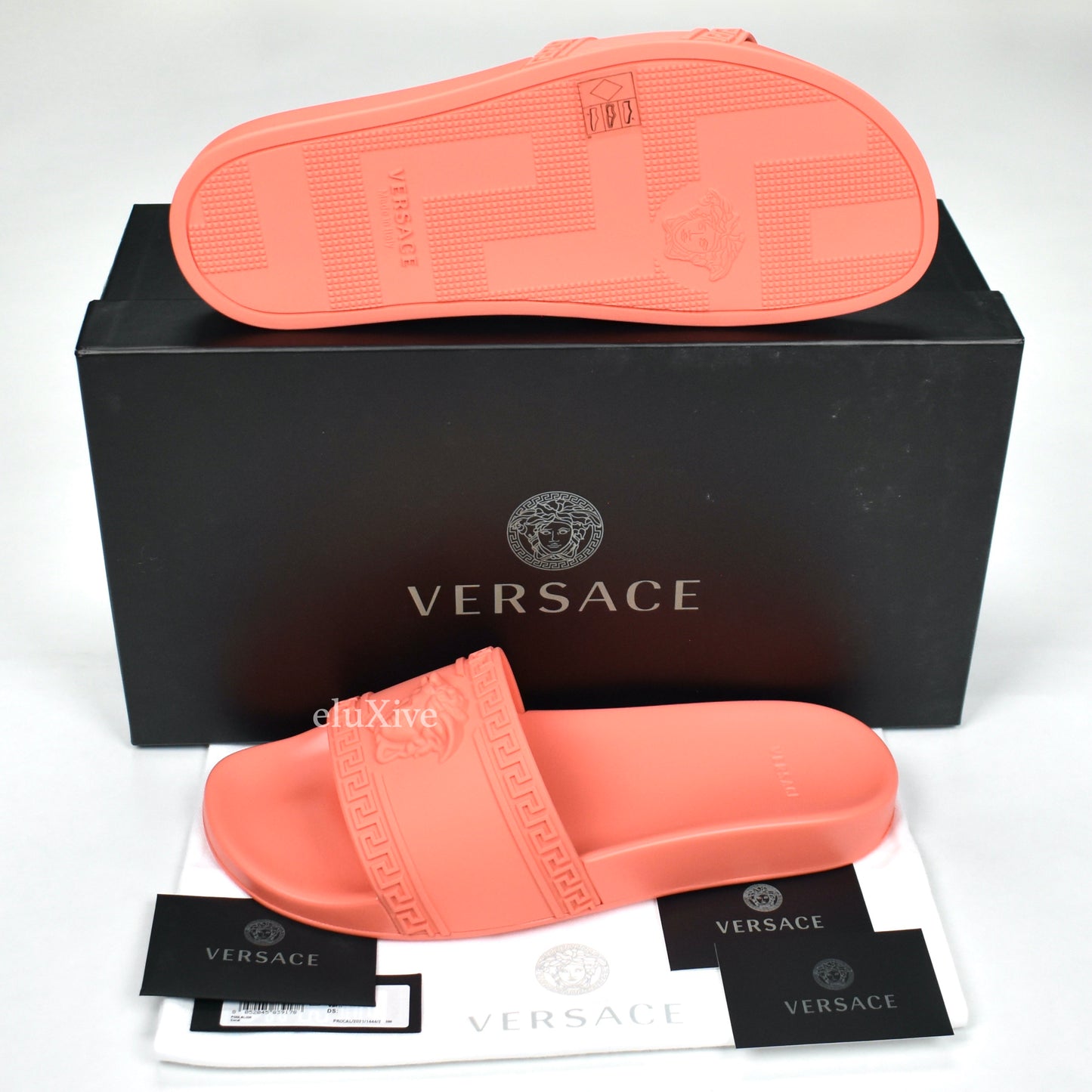 Versace - Bright Coral Palazzo Medusa Pool Slides