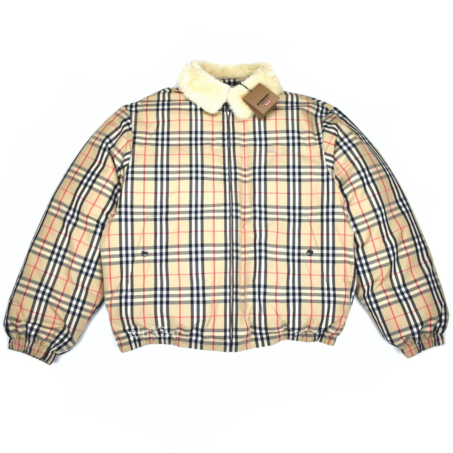 Supreme x Burberry - Nova Check Fur Collar Puffer Jacket (Beige)