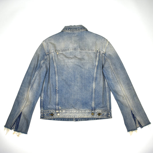 Saint Laurent - Blue Destroyed Denim Trucker Jacket