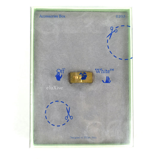 Off-White - Matte Gold Logo Engraved Hex Nut Ring