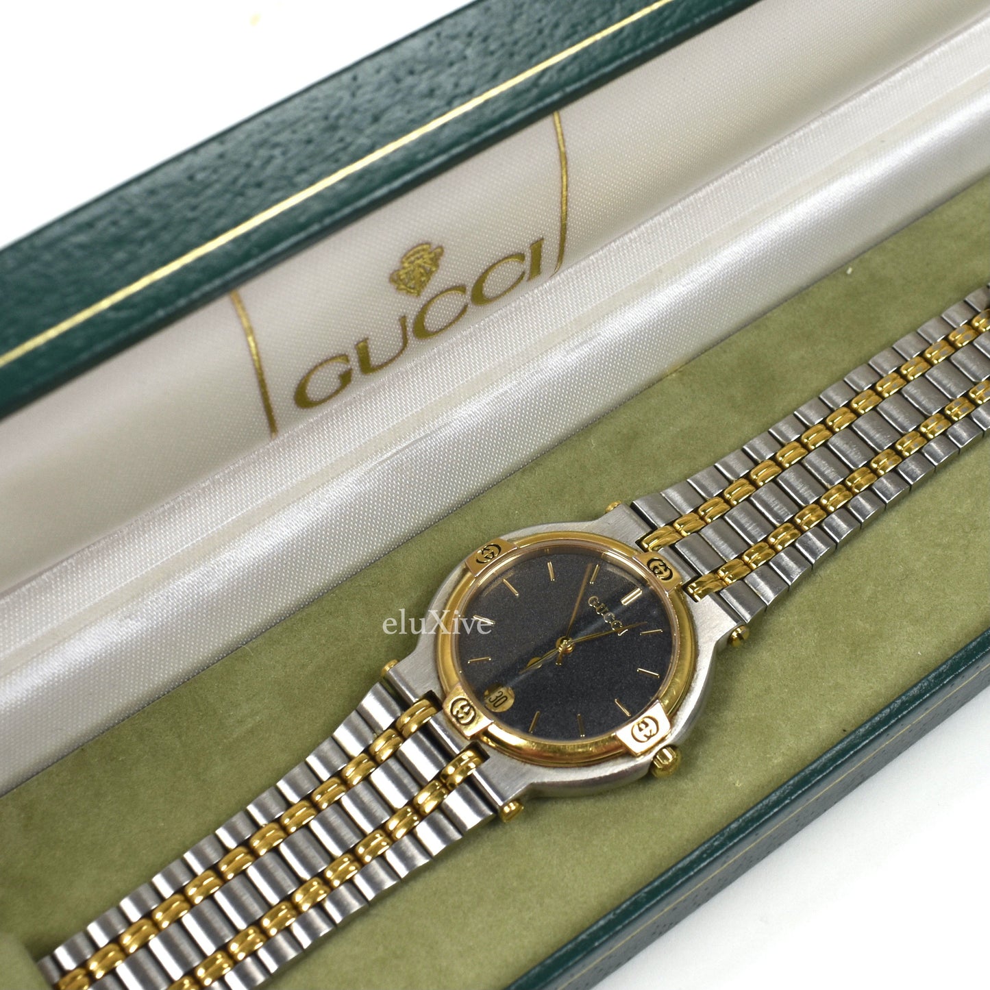 Gucci - 9000M Gold/Steel Graphite Dial Watch