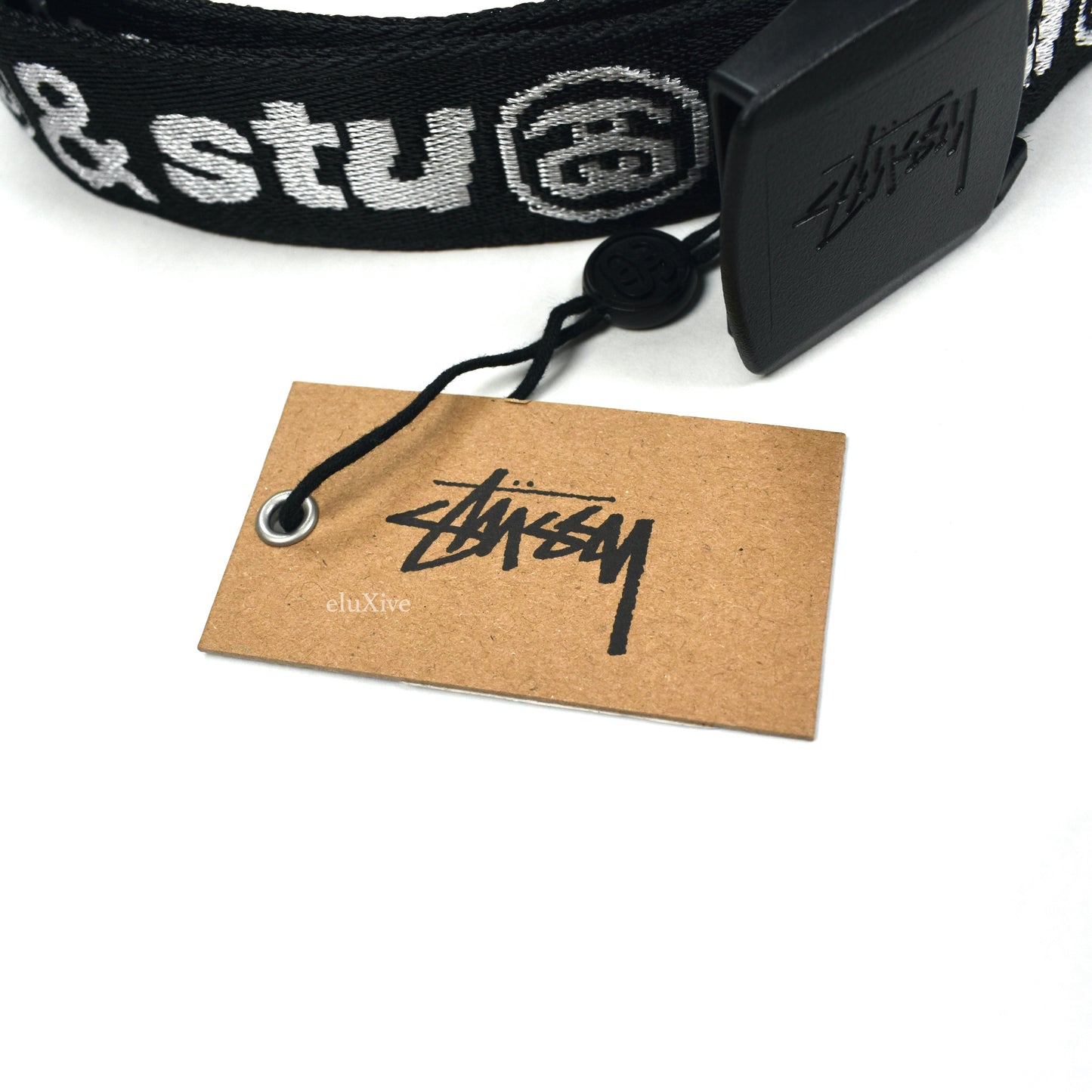 Cactus Plant Flea Market x Stussy - CPFM Black / White Logo Woven Web Belt