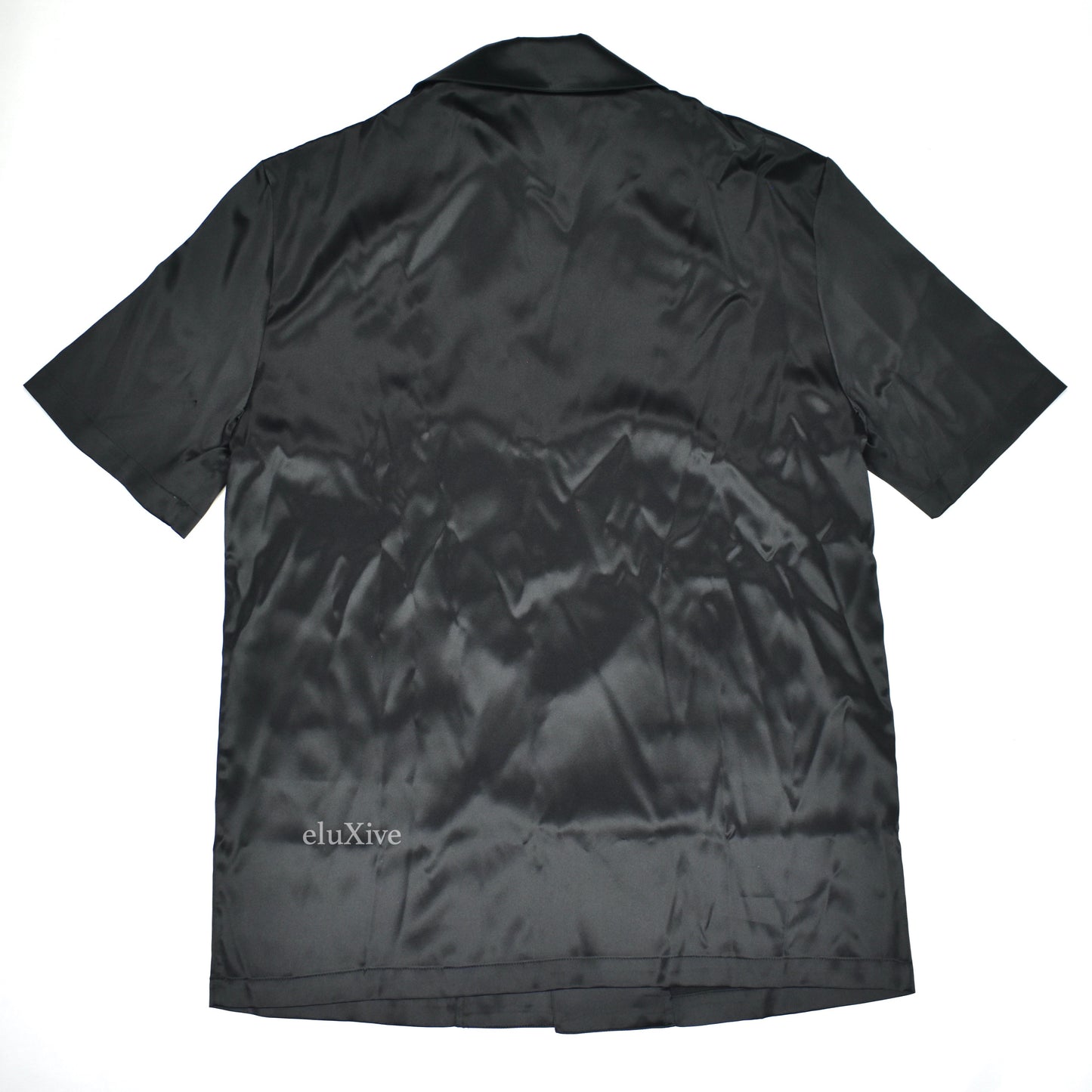 Versace - Black Silk Gold Medusa Button Pajama Shirt