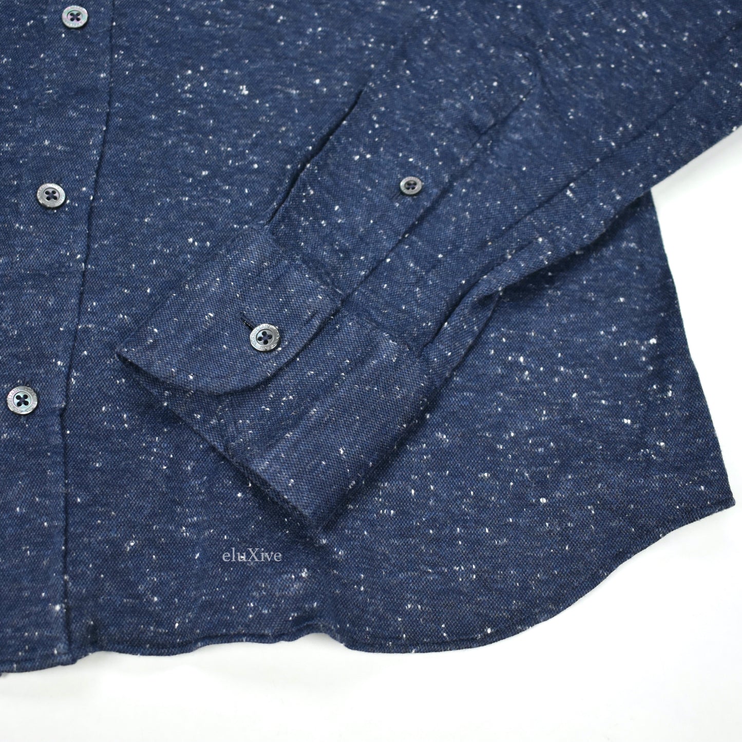 Corneliani - Navy Speckled Cotton Pique Button Down Shirt