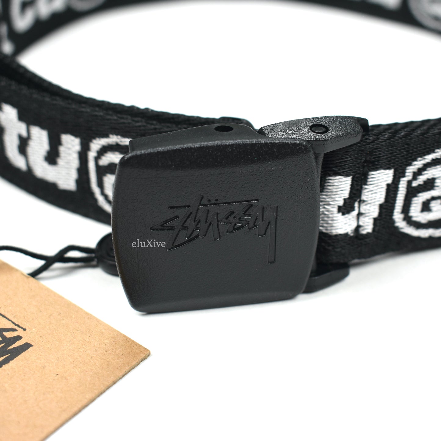 Cactus Plant Flea Market x Stussy - CPFM Black / White Logo Woven Web Belt