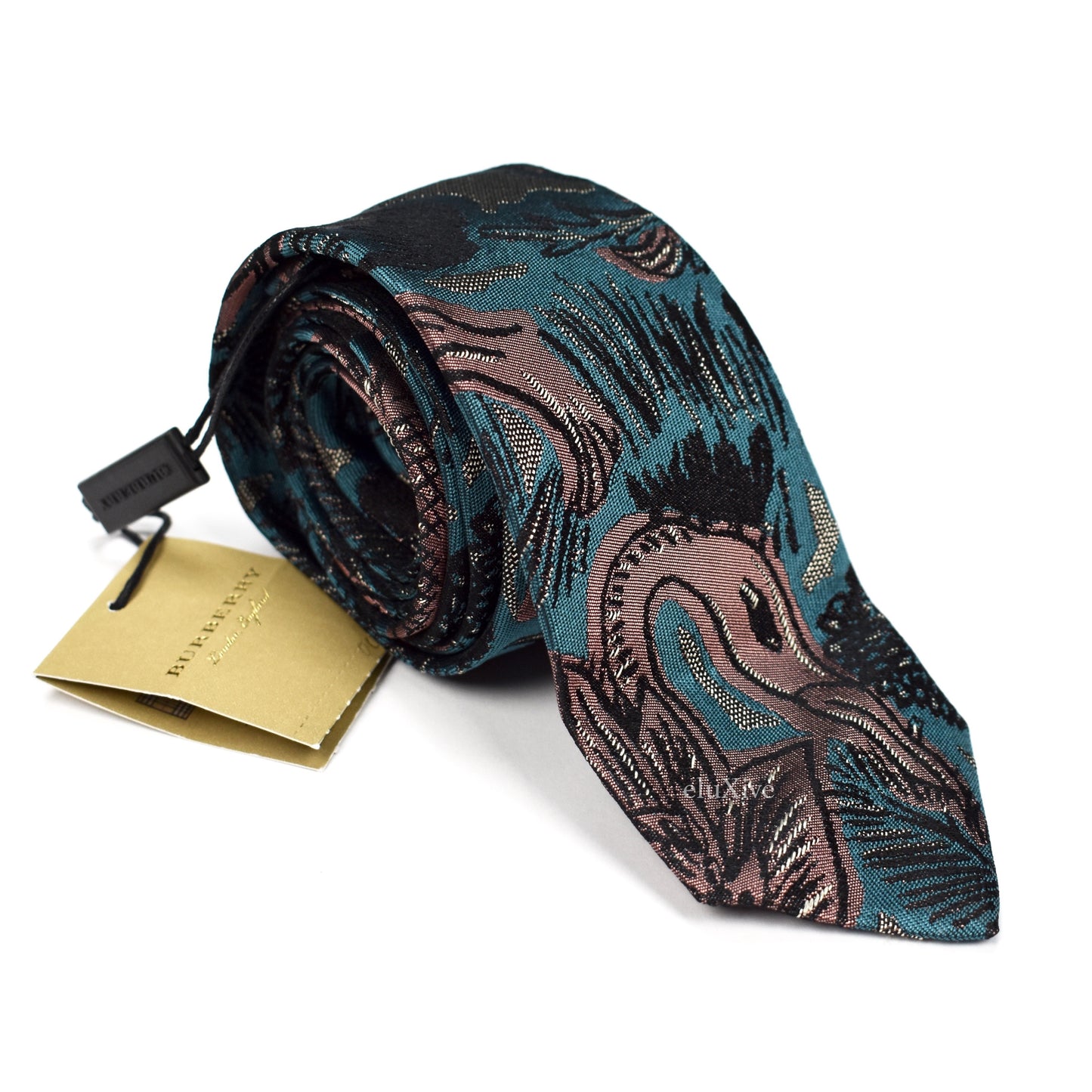 Burberry - Woven Animal Artwork Tie (Turquoise)