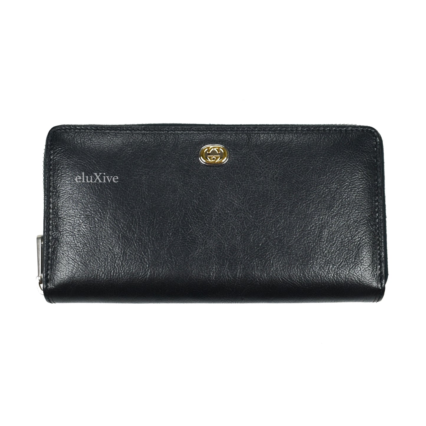 Gucci - Black Leather GG Logo Zip Wallet