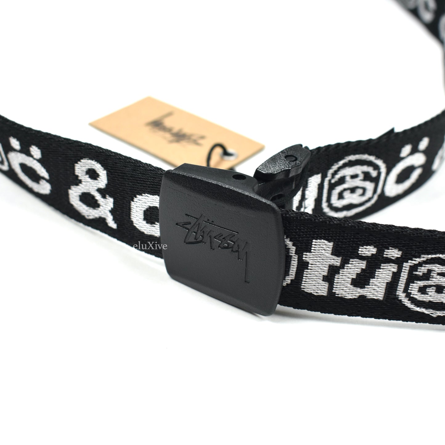 Cactus Plant Flea Market x Stussy - CPFM Black / White Logo Woven Web Belt
