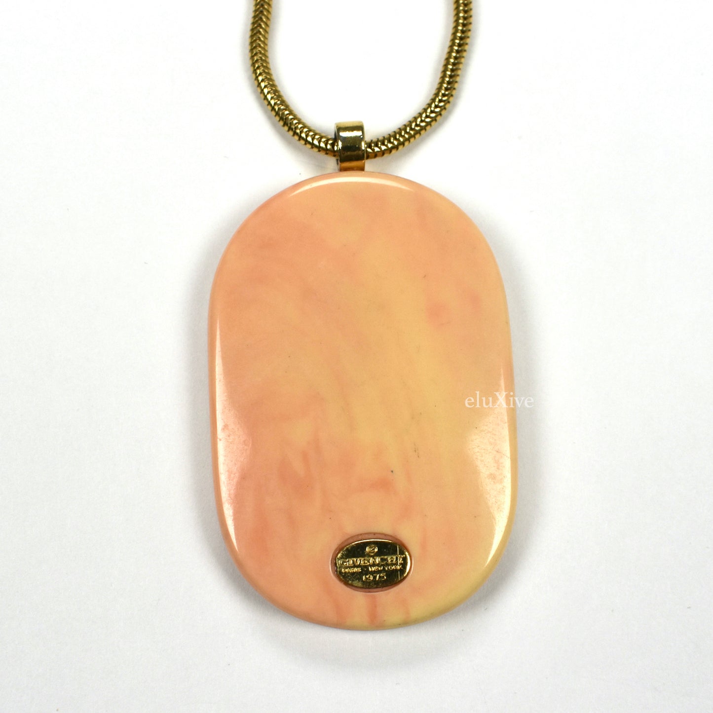 Givenchy - 1976 Runway Faux Ivory Cross Pendant Necklace