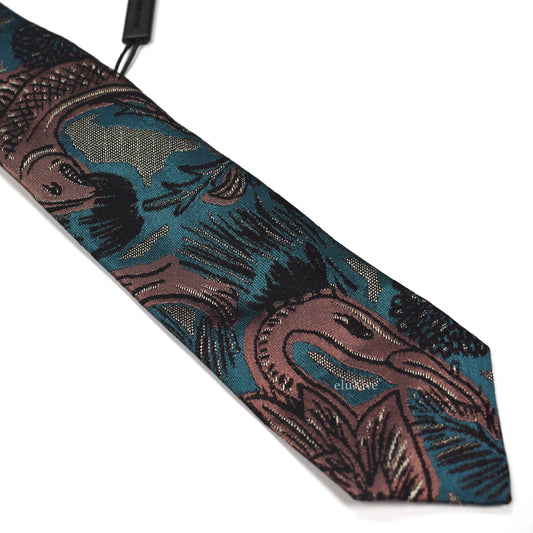 Burberry - Woven Animal Artwork Tie (Turquoise)