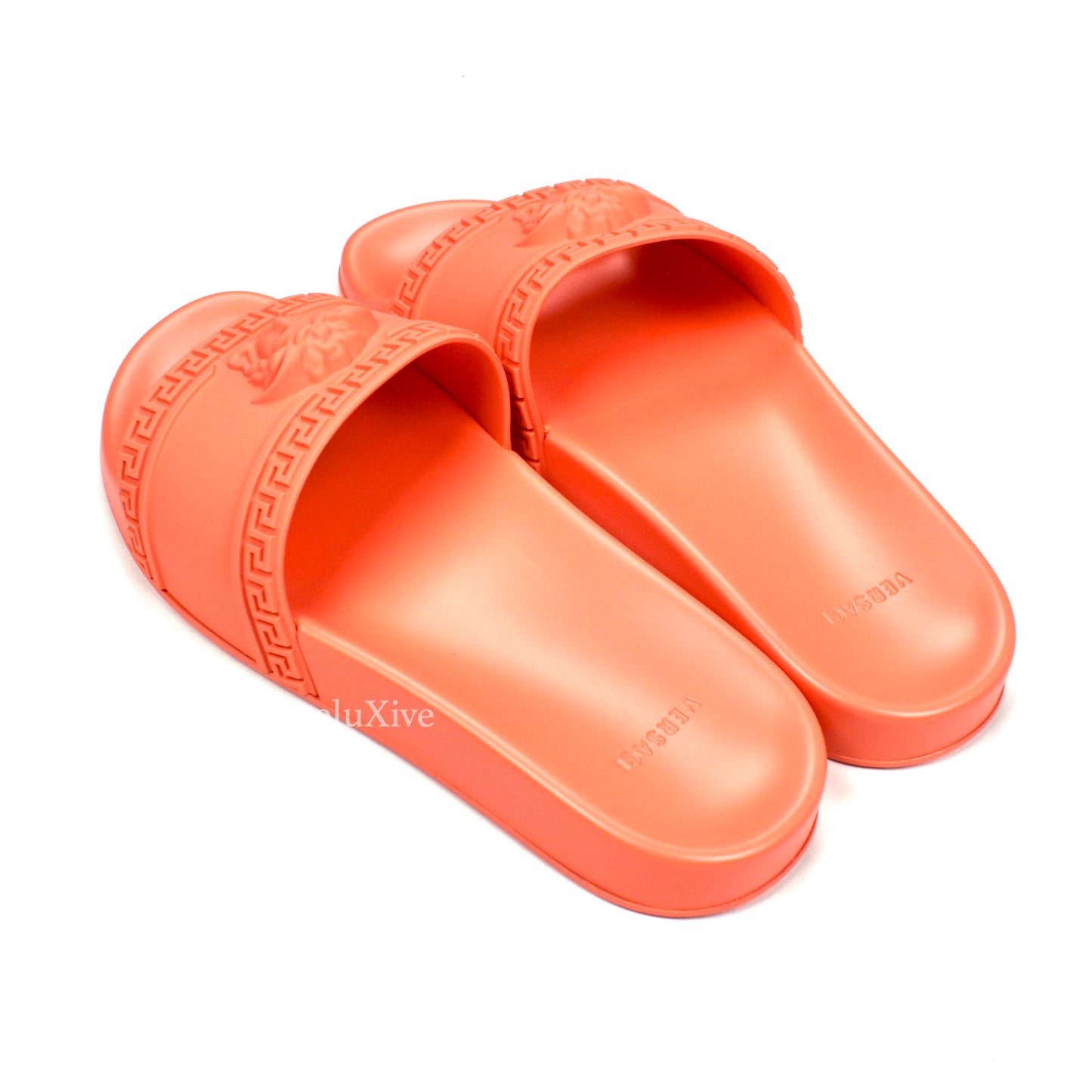 Versace - Bright Coral Palazzo Medusa Pool Slides