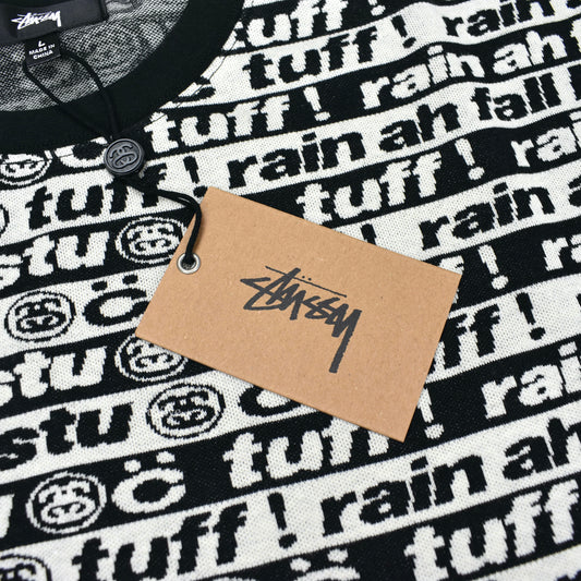 Cactus Plant Flea Market x Stussy - CPFM Black / White Logo Jacquard T-Shirt