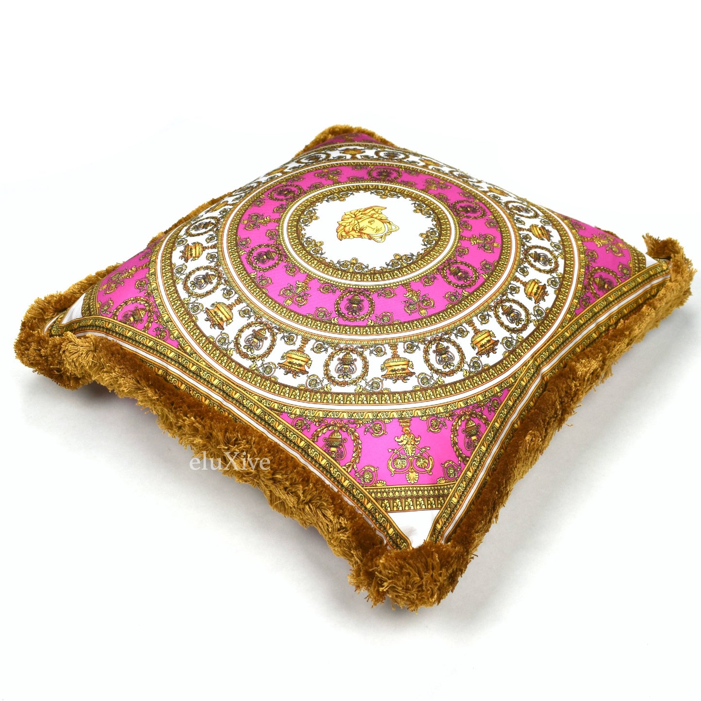 Versace - Pink Barocco Medusa Logo Silk Pillow