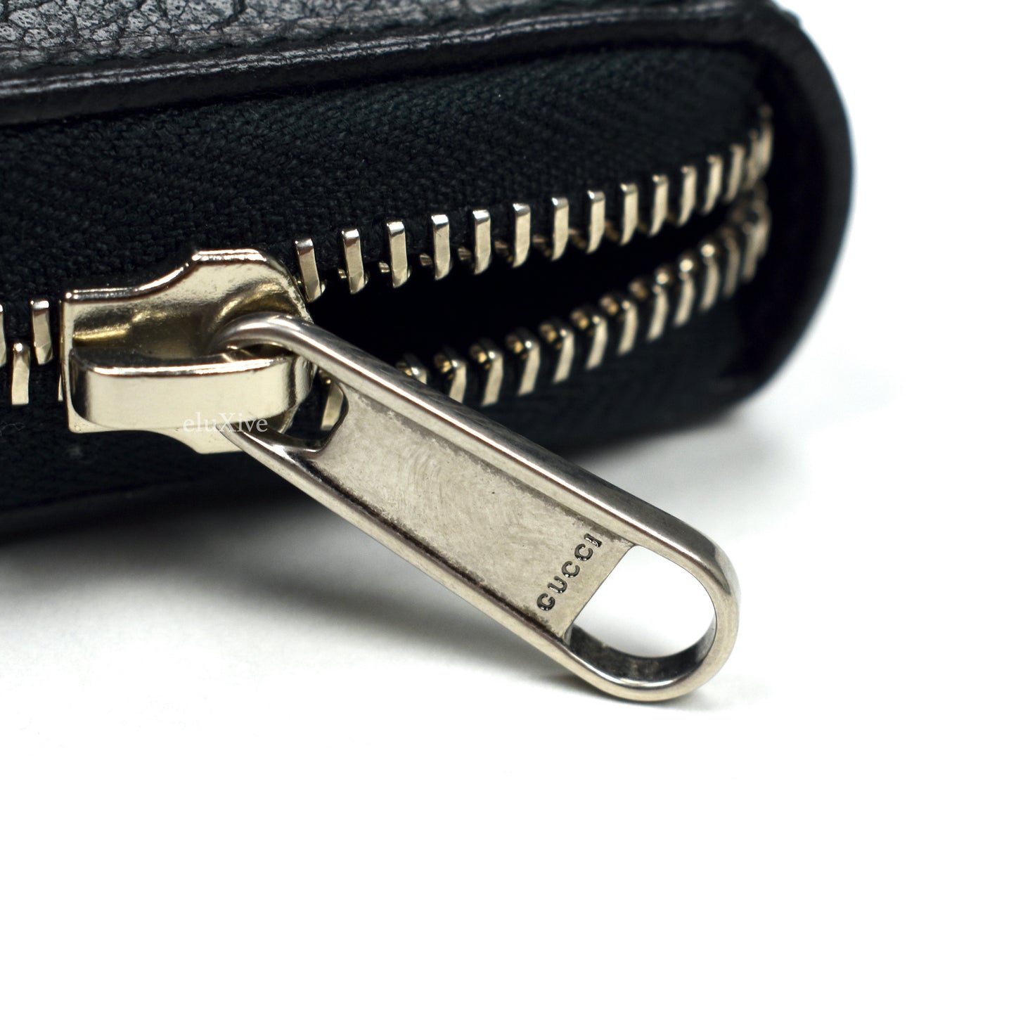 Gucci - Black Leather GG Logo Zip Wallet