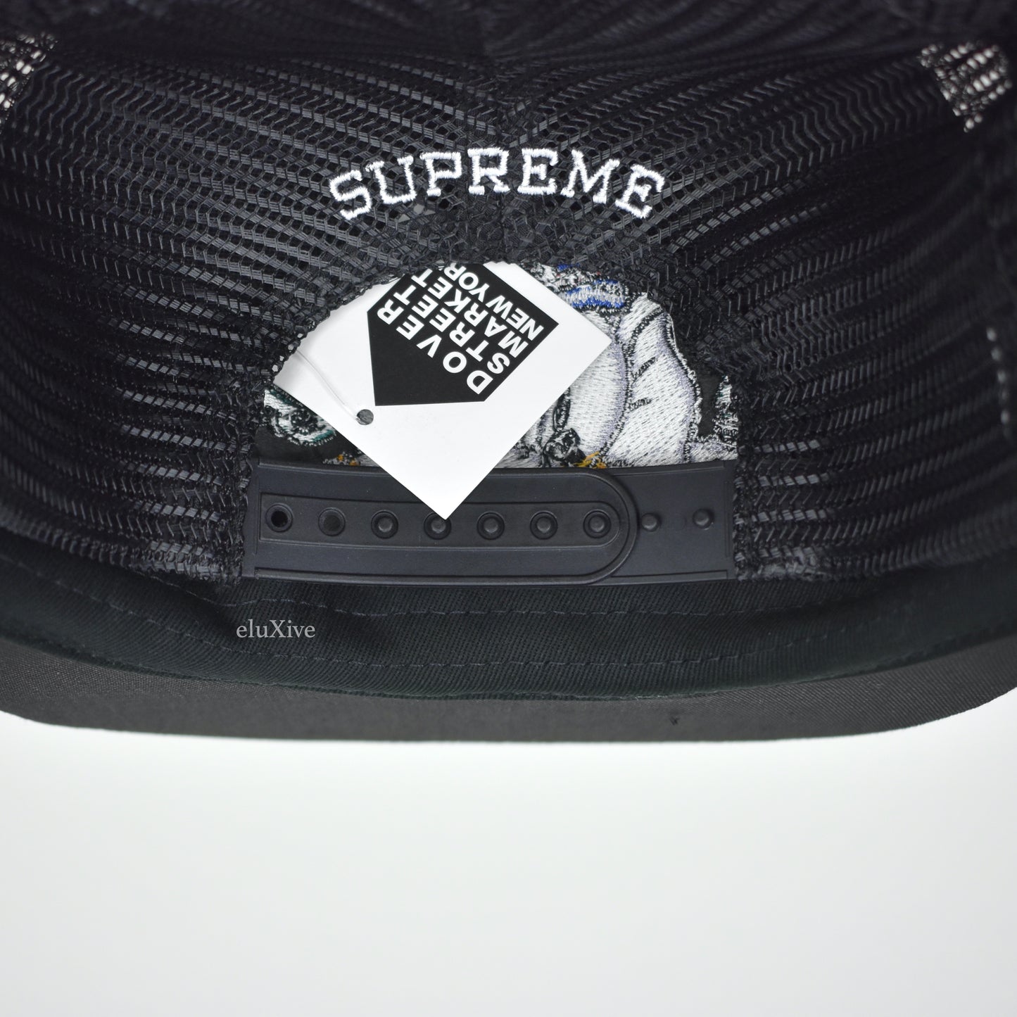 Supreme - Black Elephant Emboidered Trucker Hat