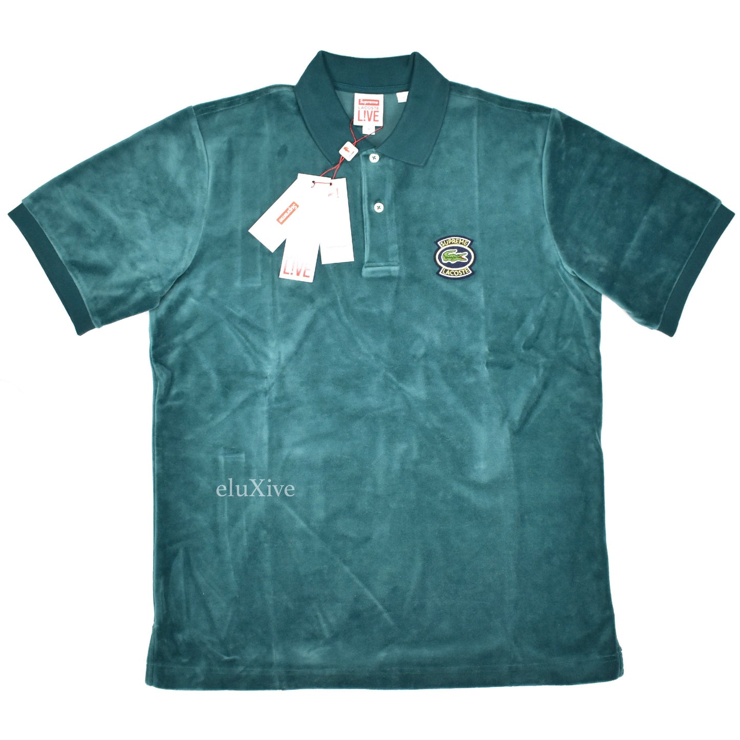 Supreme x Lacoste - Teal Velour Logo Polo Shirt