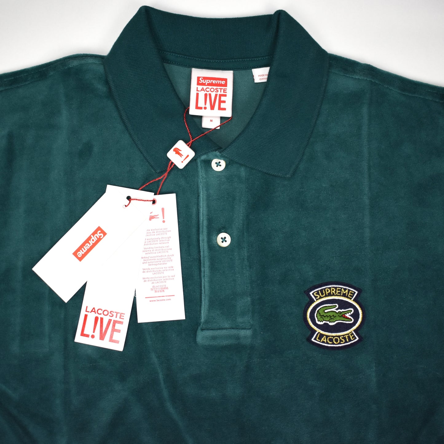 Supreme x Lacoste - Teal Velour Logo Polo Shirt
