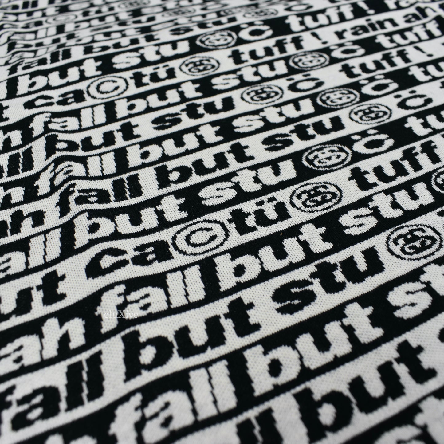 Cactus Plant Flea Market x Stussy - CPFM Black / White Logo Jacquard T-Shirt